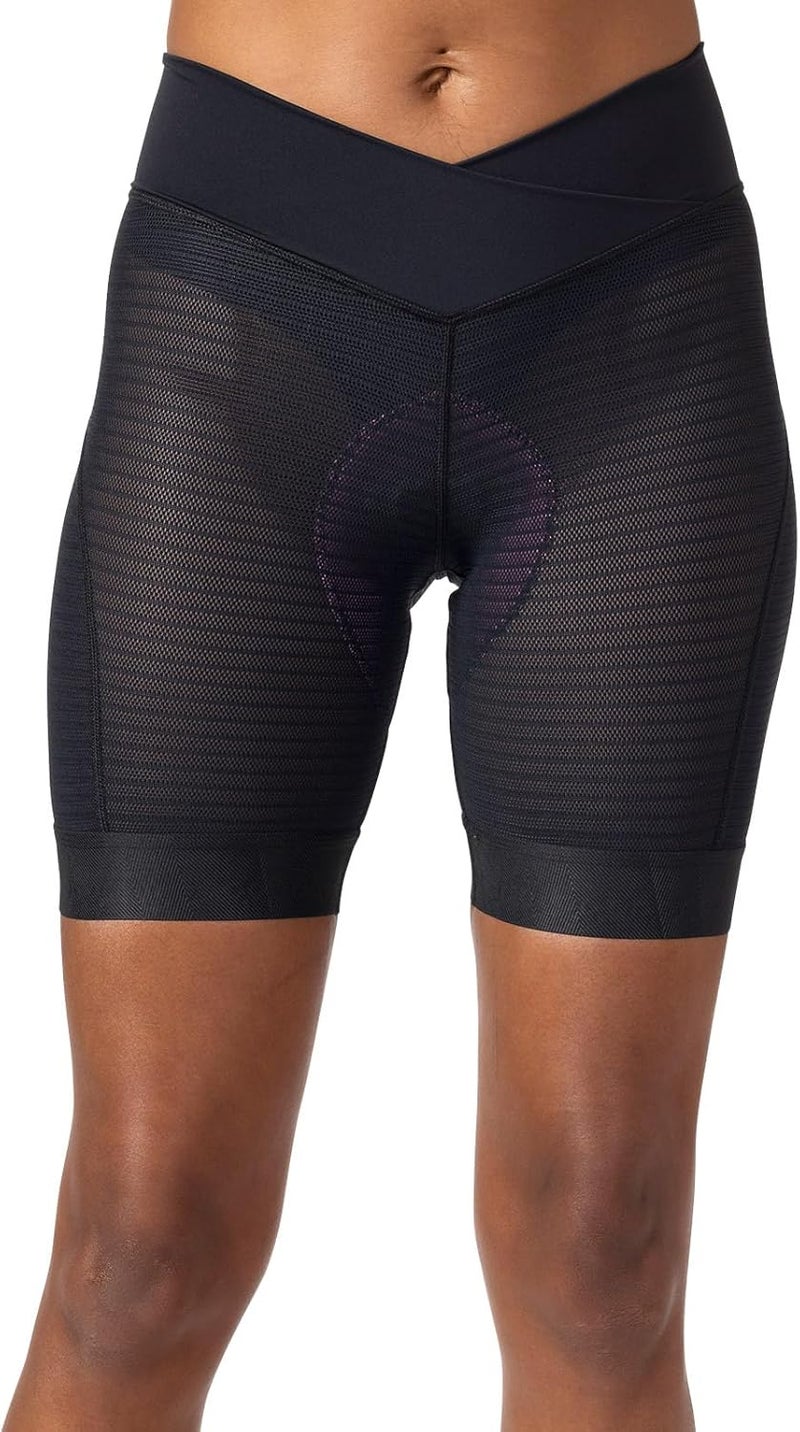 Terry Ultramesh Liner Womens Padded Bike Short Cycling Underwear, Crossover Glamazon Hi-Rise Waistband Silicone Leg Band - Image 1